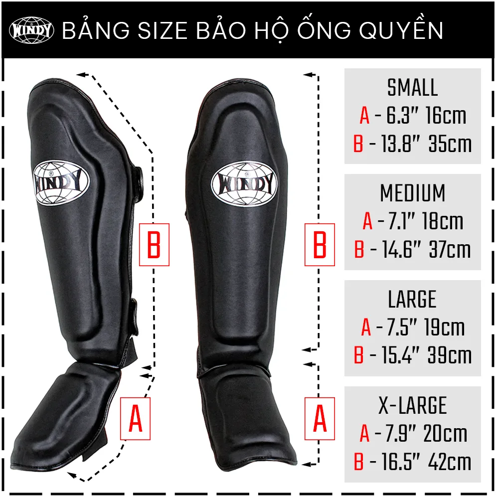 Bảng size bảo hộ ống quyền da