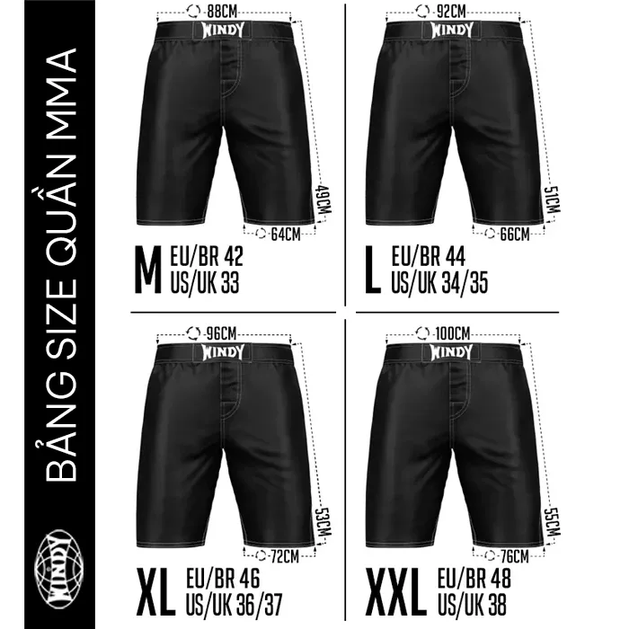 Bảng size quần MMA