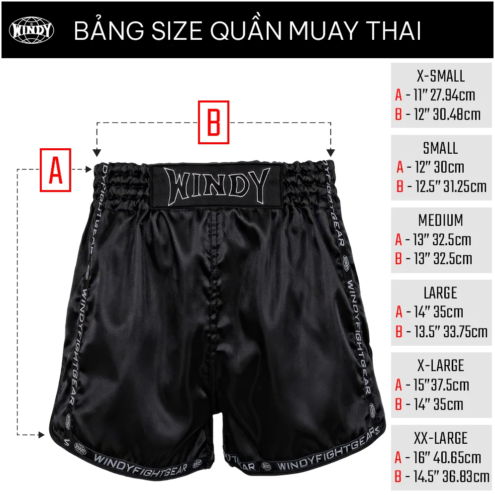 Bảng size quần Muay Thai